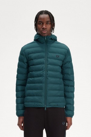 Abrigos Fred Perry Encapuchado Insulated Hombre Azules | CLJKU38005