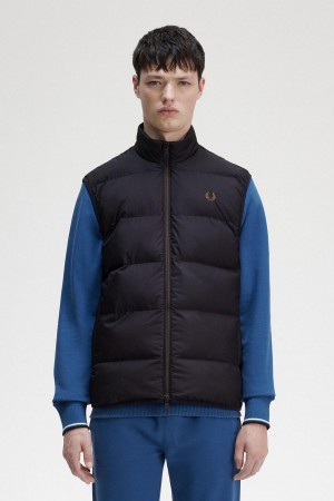 Abrigos Fred Perry Insulated Gilet Hombre Negras | CLXMI97005