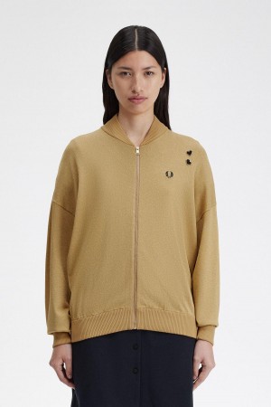 Abrigos Fred Perry Metallic De Punto Bomber Mujer Doradas | CLNEJ40817