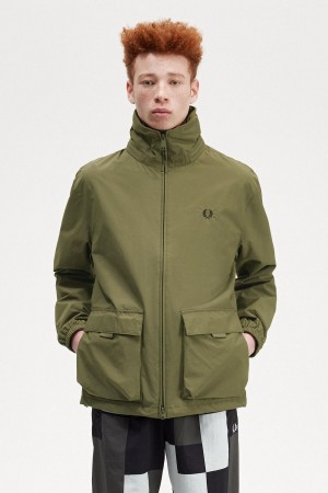 Abrigos Fred Perry Patch Pocket Zip Through Hombre Verde | QCLUV84144