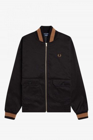 Abrigos Fred Perry Tenis Bomber Hombre Negras | SCLNY81946