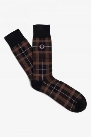 Calcetines Fred Perry Tartan Accessories Rosas Oscuro | CLNEJ13067