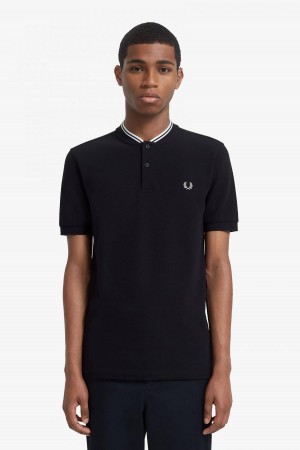 Camisa Polo Fred Perry Bomber Collar Polo Shirt Hombre Negras | FCLUI25879