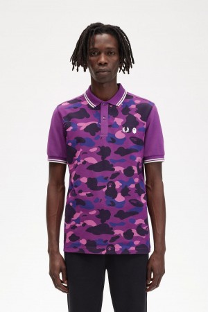 Camisa Polo Fred Perry Camouflage Fred Perry Shirt Hombre Moradas | BCLSO20148