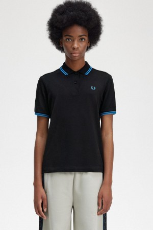 Camisa Polo Fred Perry G3600 Mujer Negras Azules Azules | PCLQX19700