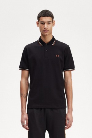 Camisa Polo Fred Perry M12 Hombre Negras Marrones | YCLGT20717