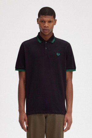 Camisa Polo Fred Perry M12 Hombre Negras Verde Verde | FCLUI24737