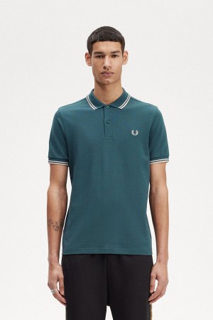 Camisa Polo Fred Perry M3600 Hombre Azules Verde Menta Verde Menta | CLJKU38608