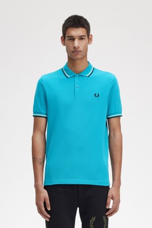 Camisa Polo Fred Perry M3600 Hombre Azules Creme Negras | CLJBT49636