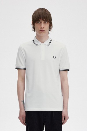 Camisa Polo Fred Perry M3600 Hombre Blancas Negras Negras | UCLTG92269