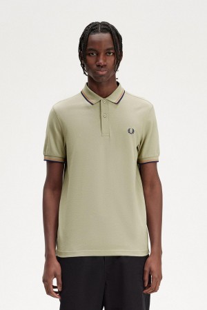 Camisa Polo Fred Perry M3600 Hombre Verde Menta Azul Marino | MCLHR42486