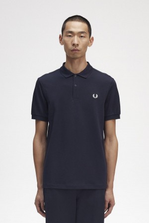 Camisa Polo Fred Perry M6000 Hombre Azul Marino Blancas | FCLUI42292