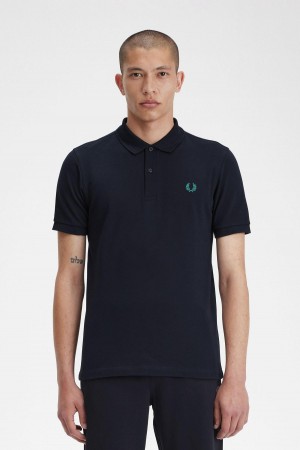 Camisa Polo Fred Perry M6000 Hombre Azul Marino Verde Menta Oscuro | CLDYB46649