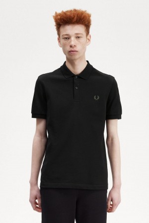 Camisa Polo Fred Perry M6000 Hombre Negras Verde | CLZDE50110