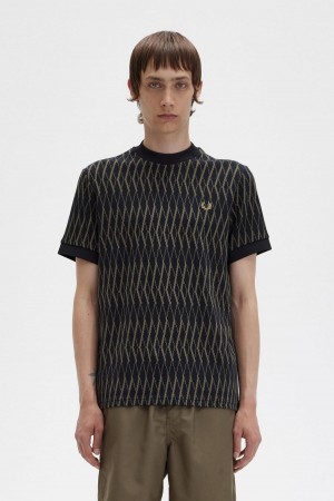 Camiseta Fred Perry Argyle Jacquard Hombre Negras | ACLWC90913