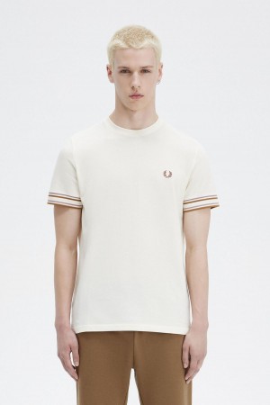 Camiseta Fred Perry Bold Tipped Piqué Hombre Ecru | SCLVO66317