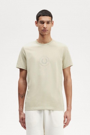 Camiseta Fred Perry Circle Branding Hombre Verde Menta | QCLUV31056