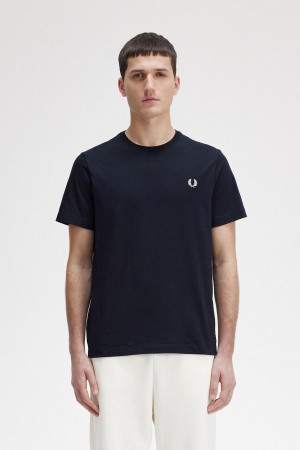 Camiseta Fred Perry Crew Neck Hombre Azul Marino | XCLBH46534