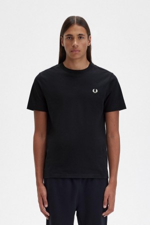 Camiseta Fred Perry Crew Neck Hombre Negras | QCLUV78037