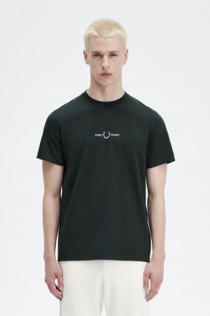 Camiseta Fred Perry Embroidered Hombre Verde | CLCIF41545