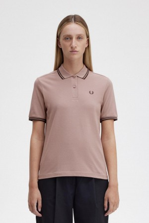 Camiseta Fred Perry G3600 Mujer Rosas Oscuro | CLEAH25688