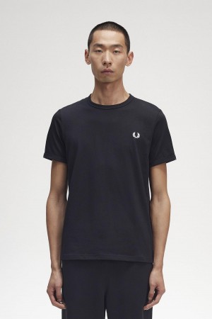 Camiseta Fred Perry Ringer Hombre Negras | ZCLNQ17226