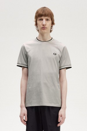 Camiseta Fred Perry Twin Tipped Hombre Limestone | GCLUC98237