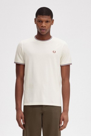 Camiseta Fred Perry Twin Tipped Hombre Marrones | CLJVR35182