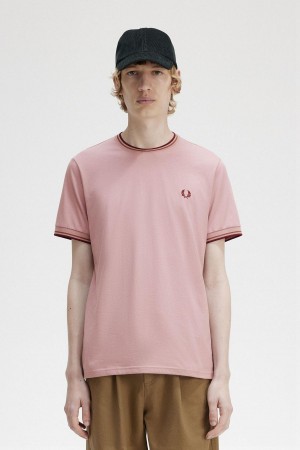 Camiseta Fred Perry Twin Tipped Hombre Rosas Rosas | MCLFT80873