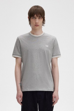 Camiseta Fred Perry Twin Tipped Hombre Steel Marl | CLIIZ46284