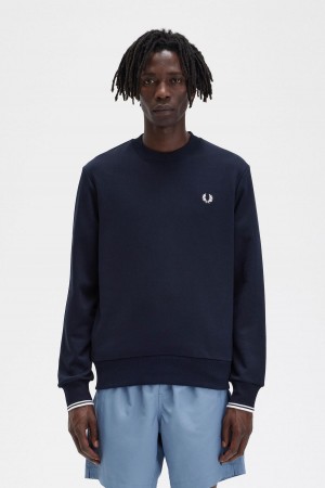 Chandals Fred Perry Crew Neck Sweatshirt Hombre Azul Marino | CLCIF44441