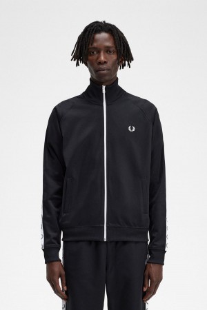 Chandals Fred Perry Taped Pista Jacket Hombre Negras | ZCLMJ21456