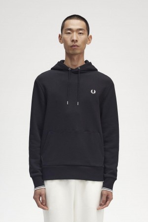 Chandals Fred Perry Tipped Encapuchado Sweatshirt Hombre Negras | LCLSX93574