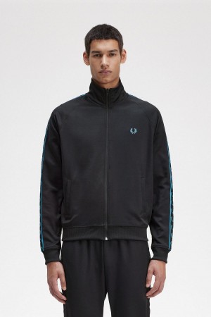 Chaqueta de Chandal Fred Perry Contrast Tape Hombre Negras Azules | SCLNY62612