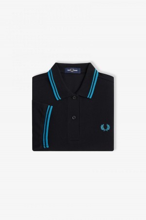 Fred Perry Shirt Fred Perry G3600 Mujer Negras Azules Azules | XCLGW39596