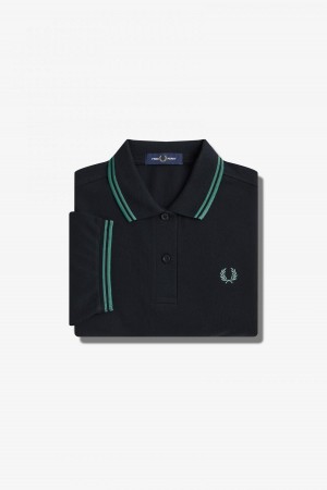 Fred Perry Shirt Fred Perry G3600 Mujer Negras Verde Menta Oscuro Verde Menta Oscuro | YCLGT89033