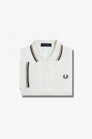 Fred Perry Shirt Fred Perry G3600 Mujer Blancas Rosas Oscuro | PCLQX11010