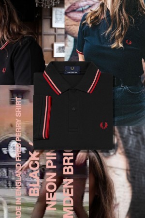 Fred Perry Shirt Fred Perry M12 Hombre Negras Coral | PCLQX47511