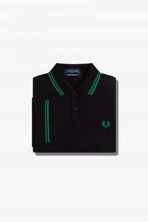 Fred Perry Shirt Fred Perry M12 Hombre Negras Verde Verde | BCLSO76503