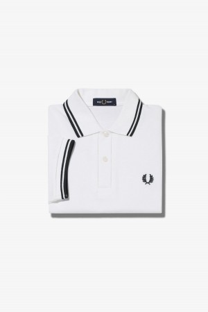 Fred Perry Shirt Fred Perry M3600 Hombre Blancas Negras Negras | CLIIZ41011