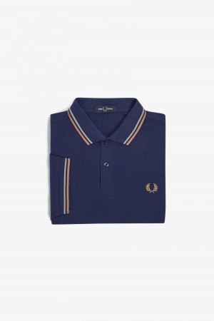 Fred Perry Shirt Fred Perry M3600 Hombre Azul Marino Verde Menta | CLQAV25898