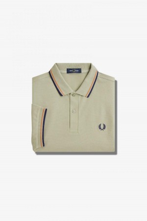 Fred Perry Shirt Fred Perry M3600 Hombre Verde Menta Azul Marino | CLEAH64727