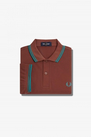 Fred Perry Shirt Fred Perry M3600 Hombre Marrones Verde Menta Oscuro Verde Menta Oscuro | PCLER98951