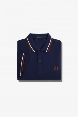 Fred Perry Shirt Fred Perry M3600 Hombre Azul Marino Marrones | GCLUC69176