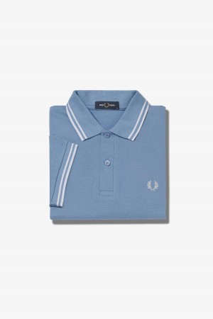 Fred Perry Shirt Fred Perry M3600 Hombre Azules Blancas Blancas | CLJKU55890