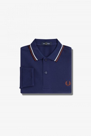 Fred Perry Shirt Fred Perry M3636 Hombre Azul Marino Marrones | QCLWA11837