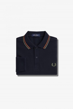 Fred Perry Shirt Fred Perry M3636 Hombre Azul Marino Verde | MCLHR26367