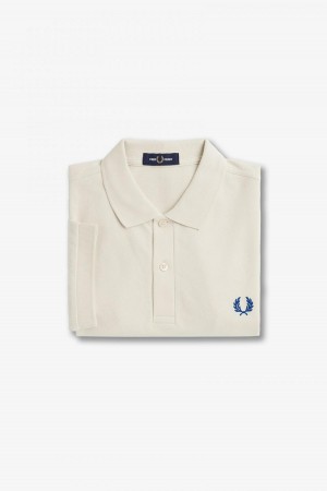 Fred Perry Shirt Fred Perry M6000 Hombre Ecru / Shaded Cobalt | CLNZX33289