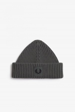 Gorro Fred Perry Branded Patch Acanalado Accessories Verde Negras | ACLWC40416