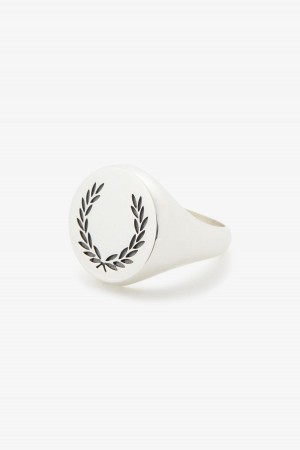 Joyería Fred Perry Laurel Wreath Ring Accessories Plateadas | CLJZR34487